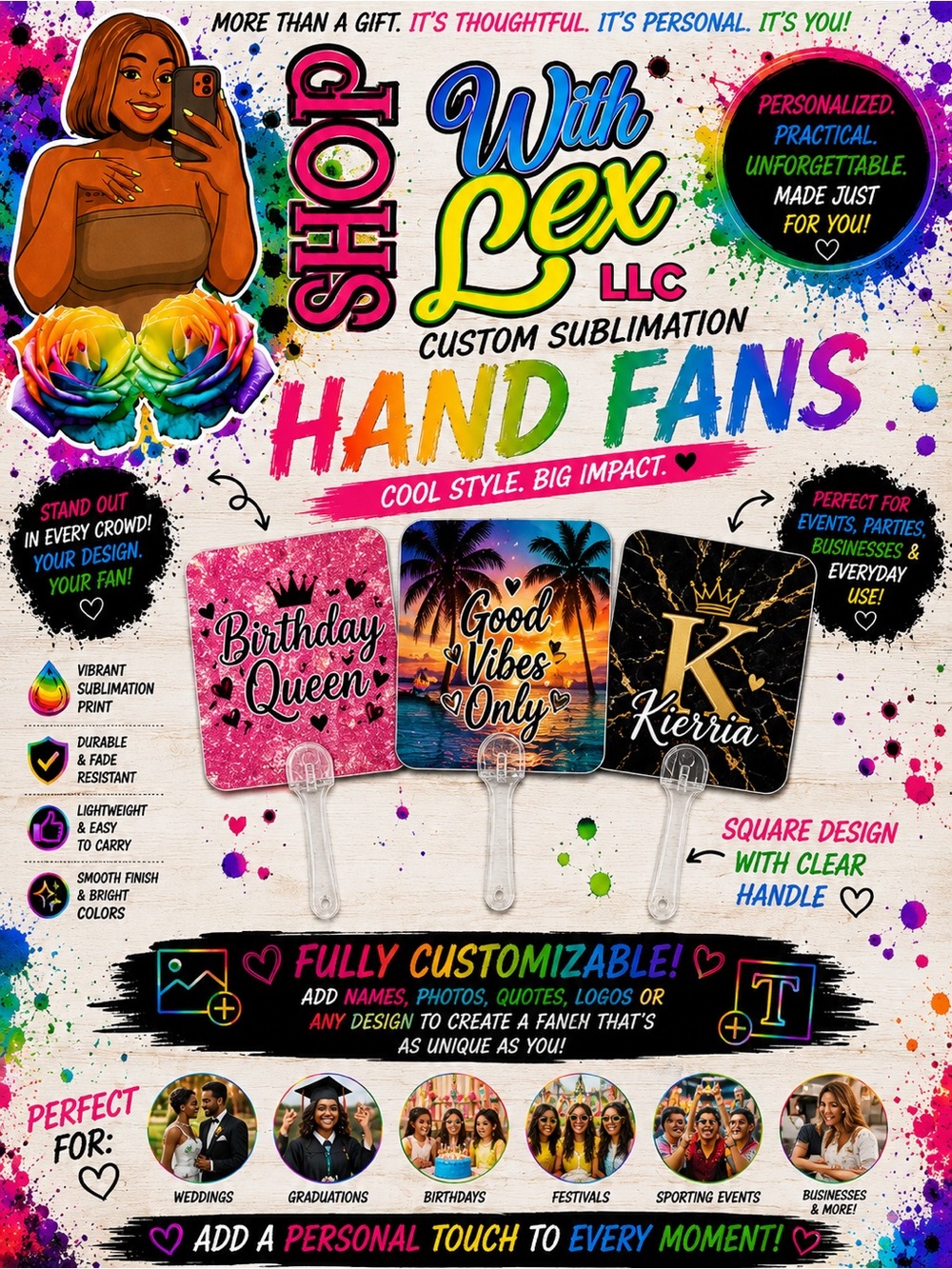 🪭 Custom Sublimation Hand Fans